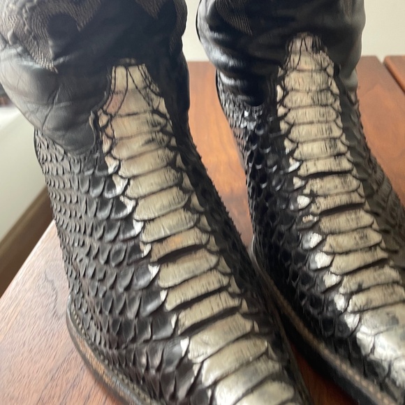 Cowboy Boots Beyonce Python Black & Silver Vintage Size 8M - Picture 9 of 9